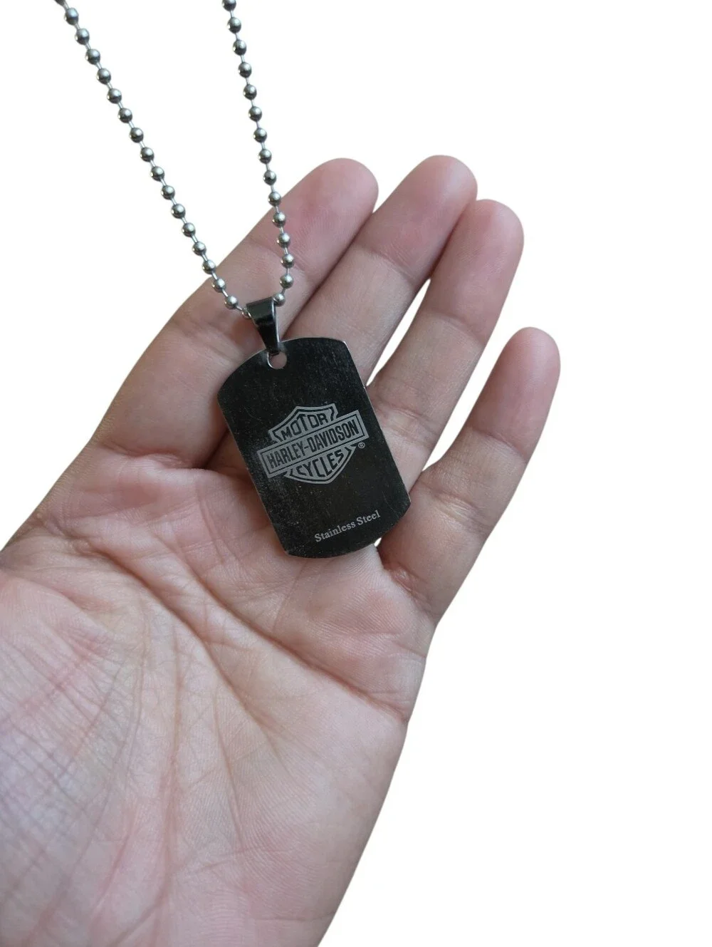 Harley-Davidson Gunmetal Silver Dog Tag Pendant Necklace 28